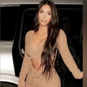 NWT Skims Cozy Wrap Knit Top Womens S/M Bone